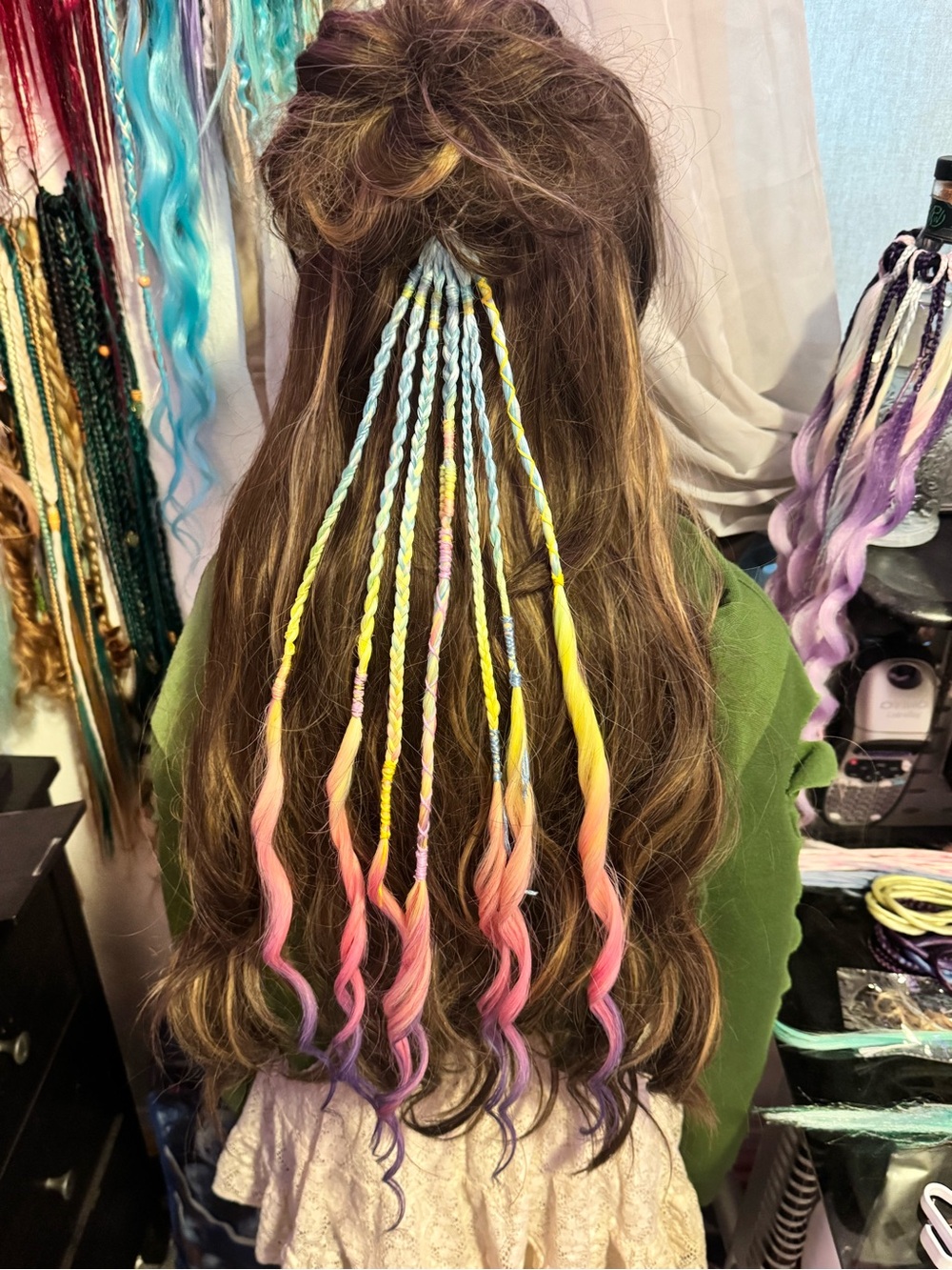 Unicorn Braided Extensions - Bright Pastel Blend